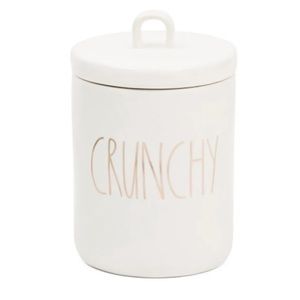 Rae Dunn “Crunchy” Loop Container Canister Gold Lettering New NIB